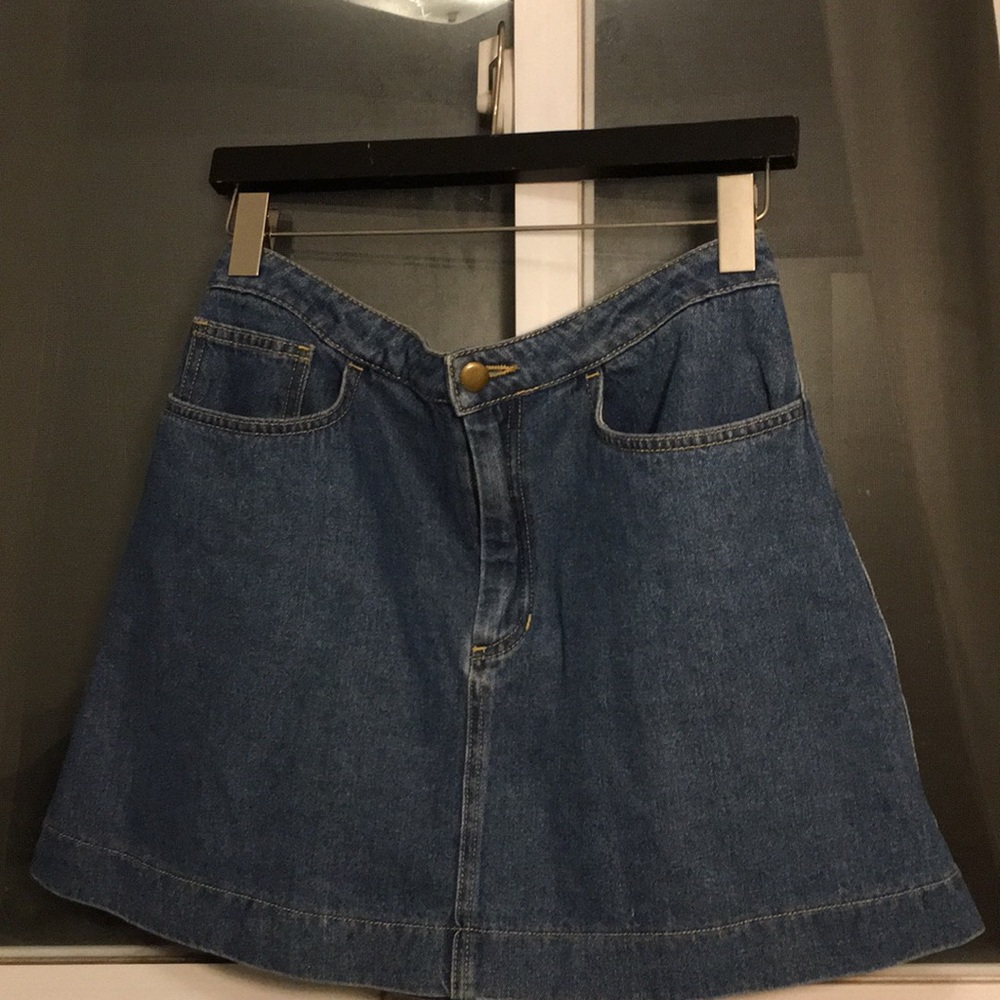 American Apparel medium/dark wash denim mini skirt